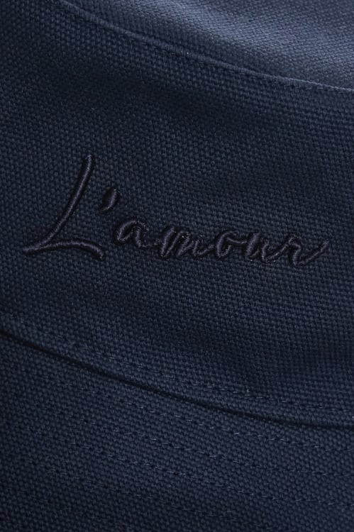 Embroidered Slogan Denim Sun Hat,Cotton