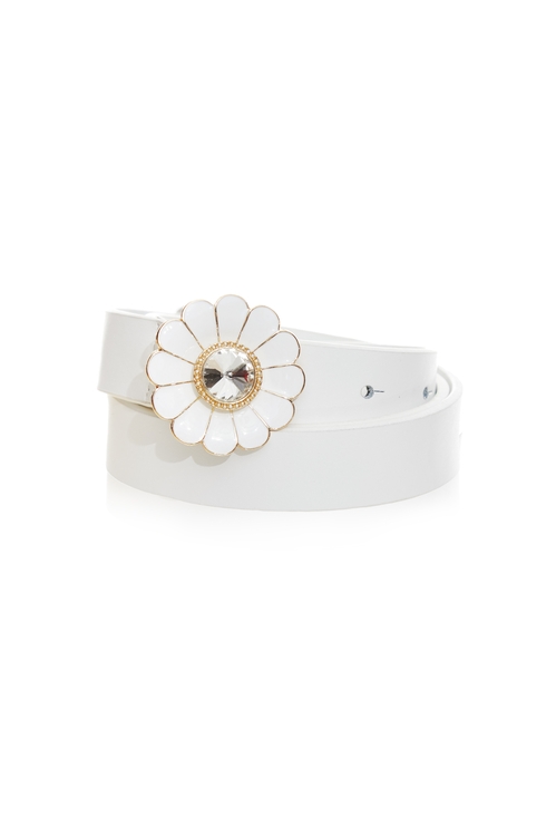 Floral Diamonte Detail Leather Belt,Leather,Leather