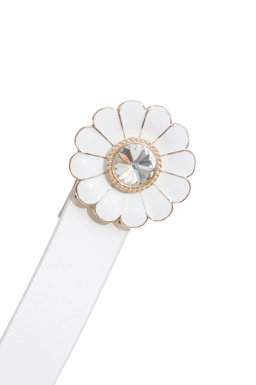 Floral Diamonte Detail Leather Belt,Leather,Leather