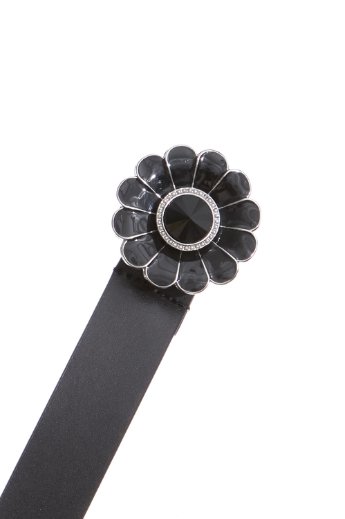 Floral Diamonte Detail Leather Belt,Leather,Leather