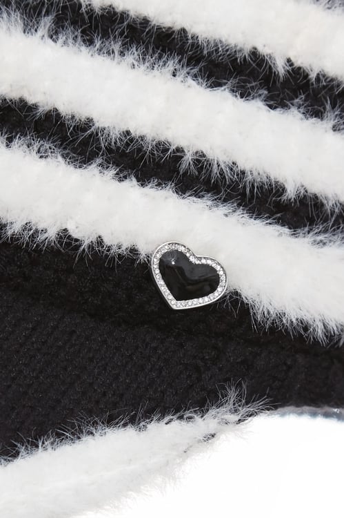 Contrast Plush Detail Knit Cap,Hats