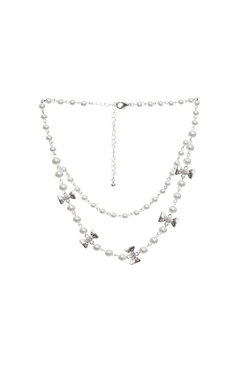 Bow Detail Pearl Necklace,Necklaces