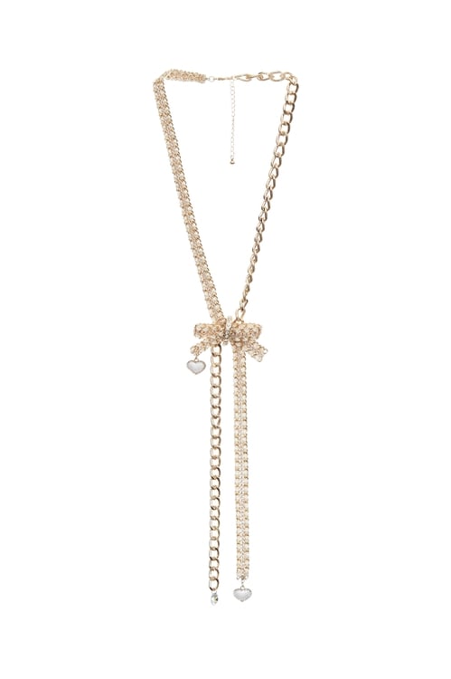 Diamonte Bow Detail Long Necklace,Necklaces