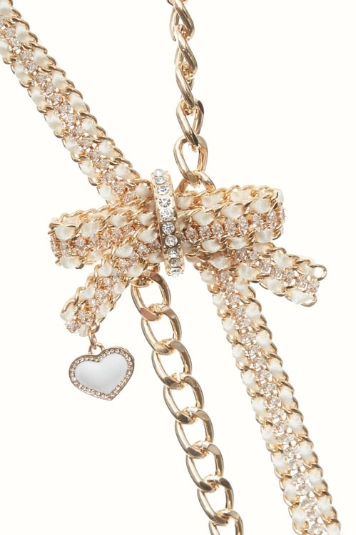 Diamonte Bow Detail Long Necklace,Necklaces