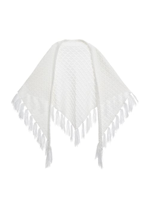 Tassels Textured Shawl,Knitted