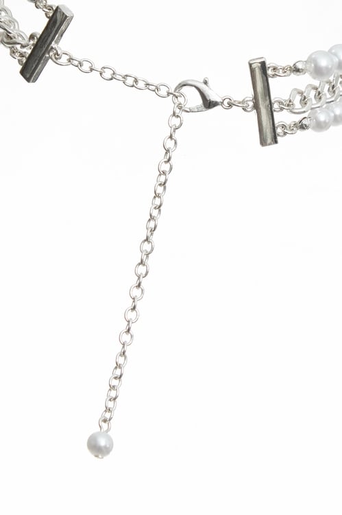 Classic Pearl Ribbon Necklace,bows