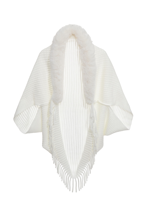 Faux Fur Collar Shawl,,Faux Fur Collar Shawl,Scarves,Season (AW) Look,Knitted