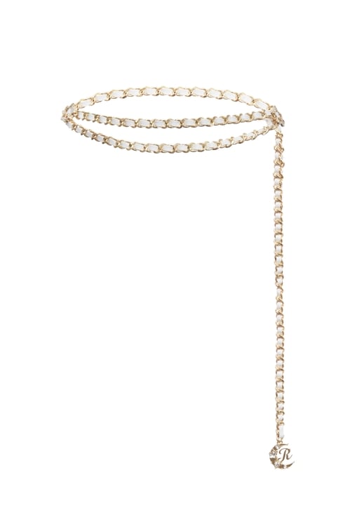 Braided  R Logo Charm Belt,,Braided  R Logo Charm Belt,Scarves,Stripe,Season (AW) Look,Knitted,pearl,Season (AW) Look,Necklaces,Season (AW) Look