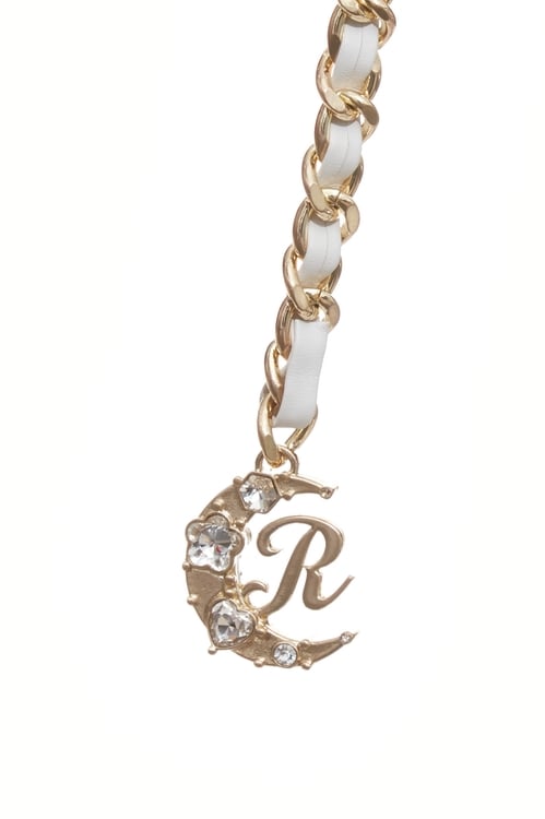 Braided  R Logo Charm Belt,,Braided  R Logo Charm Belt,Scarves,Stripe,Season (AW) Look,Knitted,pearl,Season (AW) Look,Necklaces,Season (AW) Look