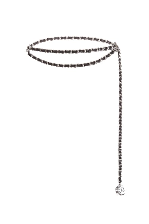 Braided  R Logo Charm Belt,,Braided  R Logo Charm Belt,Scarves,Stripe,Season (AW) Look,Knitted,pearl,Season (AW) Look,Necklaces,Season (AW) Look,Season (AW) Look