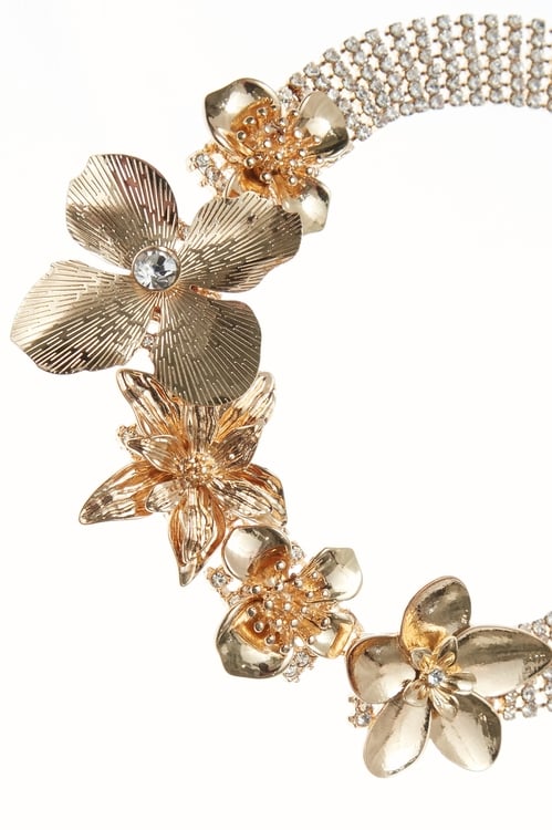 Diamonte Floral Chunky Necklace,Necklaces