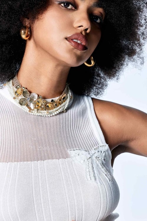 Diamonte Floral Chunky Necklace,Necklaces