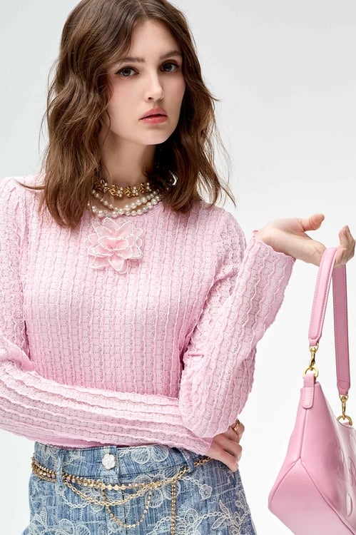 Pearl Detail Floral Necklace,Necklaces