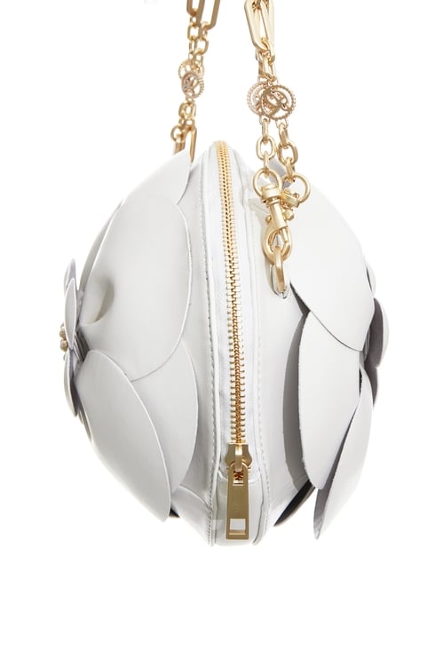 3-D Floral Shoulder Bag,,3-D Floral Shoulder Bag,Crossbody bags,Season (SS) Look,pearl,Leather,Shoulder bags