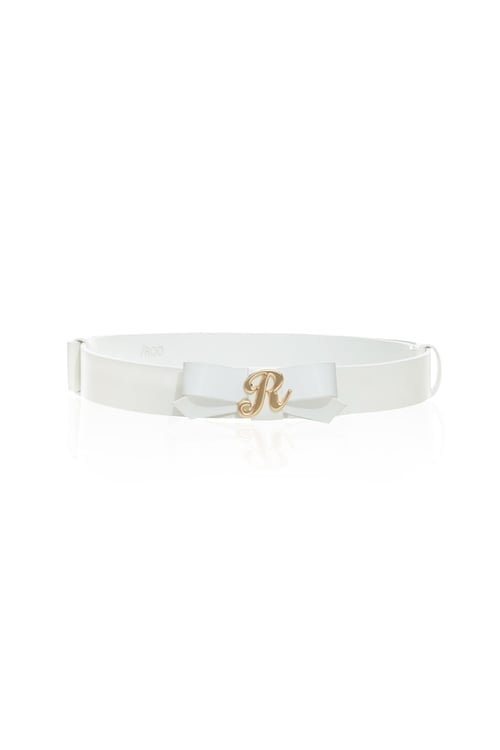 R Logo Front Bow Leather Belt,Belts,Belts