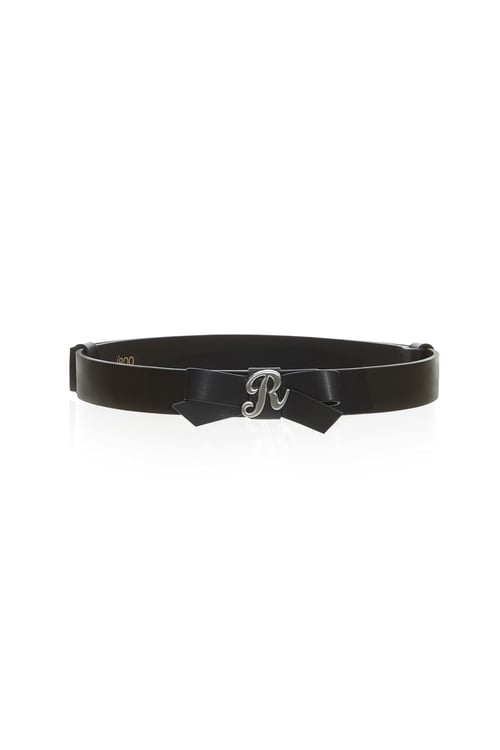 R Logo Front Bow Leather Belt,Belts,Belts
