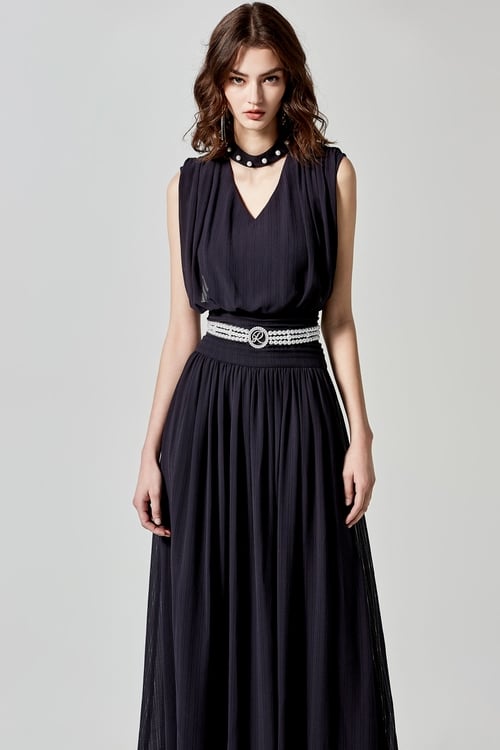 V-neck Navy Maxi Dress With Pearl Detail,,V-neck Navy Maxi Dress With Pearl Detail,cocktaildresses,Evening dresses,Season (AW) Look,bows,cocktaildresses,Season (SS) Look,Evening dresses,Lace,bows,Dresses,cocktaildresses,Season (SS) Look,pearl,Evening dresses