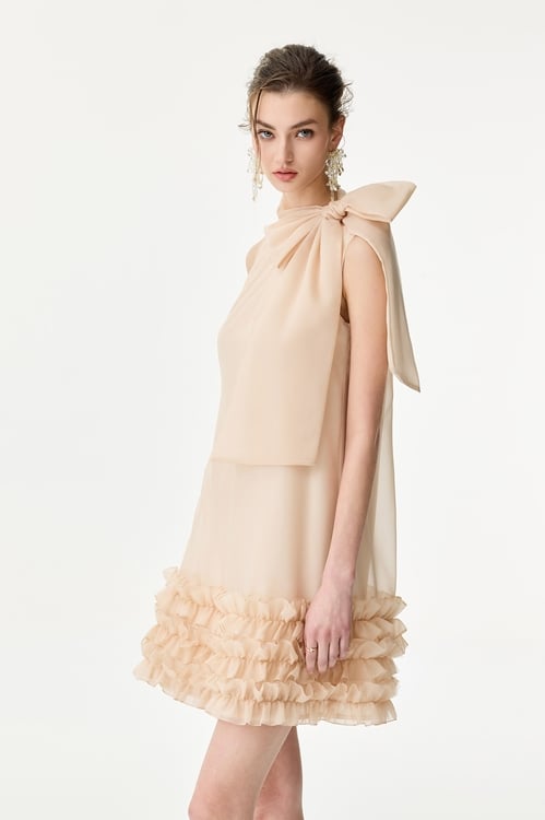 Bow Collar Detail Ruffle Hem Sleeveless Dress,,Bow Collar Detail Ruffle Hem Sleeveless Dress,cocktaildresses,Evening dresses,Season (AW) Look,bows,cocktaildresses,Season (SS) Look,Evening dresses,Lace,bows,Dresses,cocktaildresses,Season (SS) Look,pearl,Evening dresses,cocktaildresses,Season (SS) Look,Evening dresses,bows