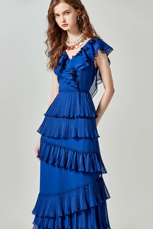 V-neck Ruffle Detail Dress,bestselling