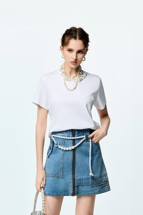 Asymmetric Denim Skirt,Denim skirts