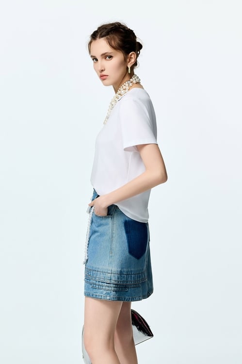 Asymmetric Denim Skirt,Denim skirts