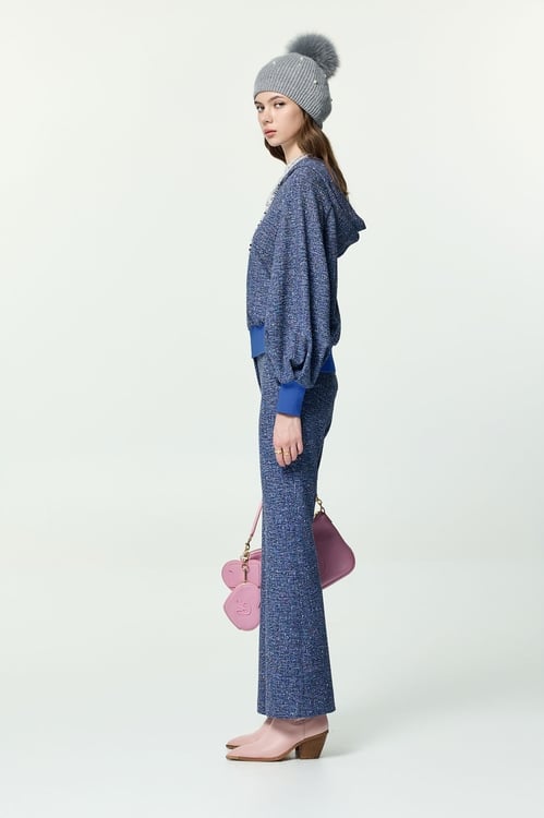 Tweed boot Leg Pants,Embroidered,Embroidered