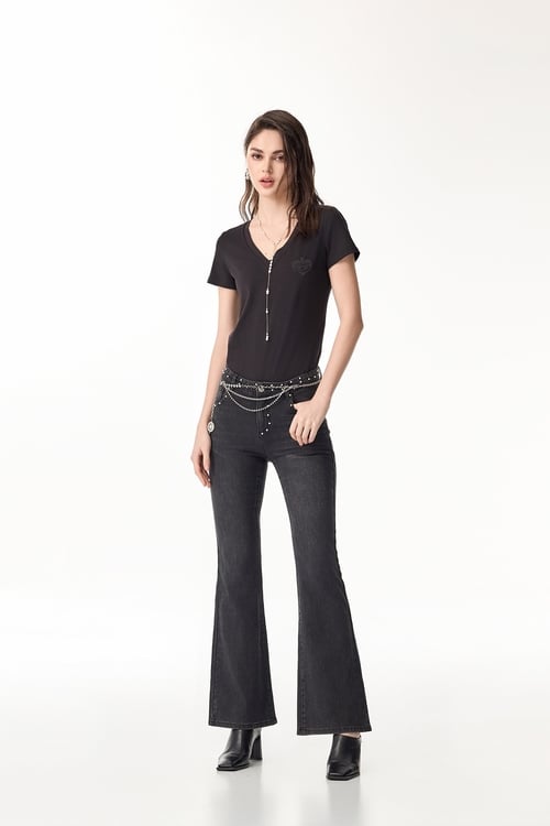 Boot Leg Pearl Detail Jeans,Bell-bottoms,Bell-bottoms,Bell-bottoms