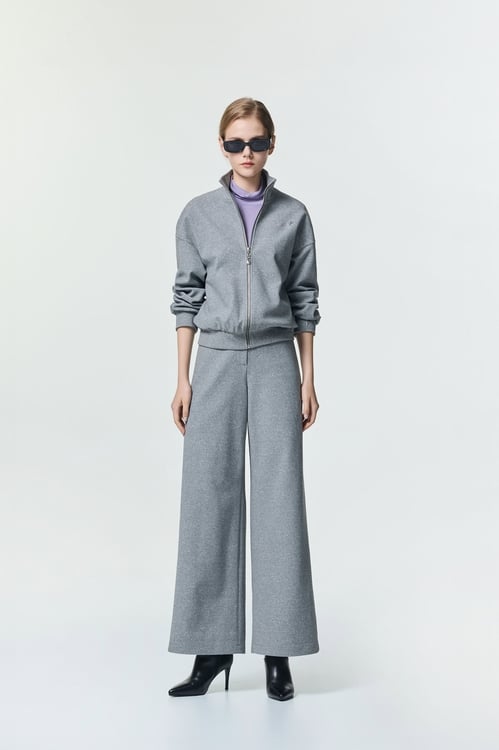 Minimalist Grey Wide Leg Pants,pants,Pants