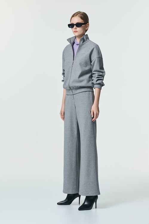 Minimalist Grey Wide Leg Pants,pants,Pants