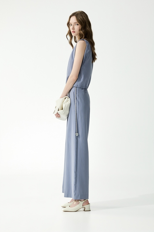 Pinstripe Round Neck Vest,sleeveless tops,sleeveless tops,Sleeveless tops,sleeveless tops