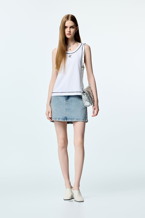 Contrast Trim Detail Tank Top,sleeveless tops,sleeveless tops,Sleeveless tops,sleeveless tops