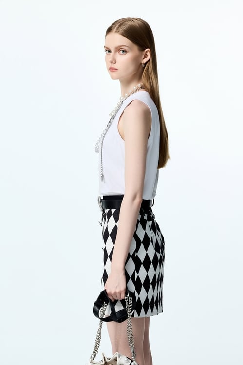 Front Slit Embroidered Slogan Tank Top,White tops,White tops