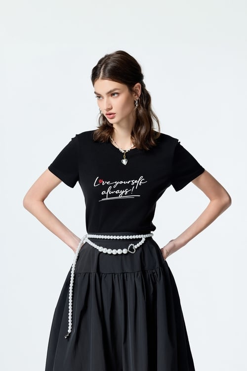 Front Slogan Basic Tee,,Front Slogan Basic Tee,T-shirts,Tops,Embroidered,Season (SS) Look,White tops,T-shirts,Tops,Embroidered,Season (SS) Look,White tops,T-shirts,Tops,Embroidered,Season (SS) Look,White tops