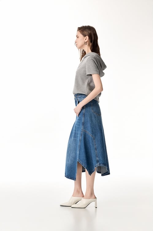 Short Sleeve Grey Hoodie Top,Embroidered tops