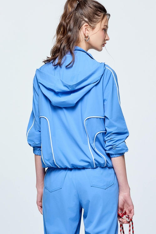 Contrast Trim Detail Sun Protection Collagen Jacket,Hoodie jackets