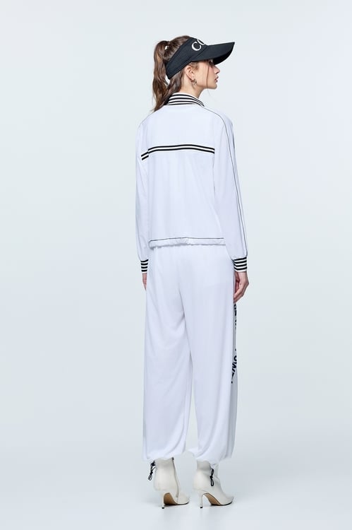 Contrast Rib Detail Sun Protection Collagen Jacket,White outerwear