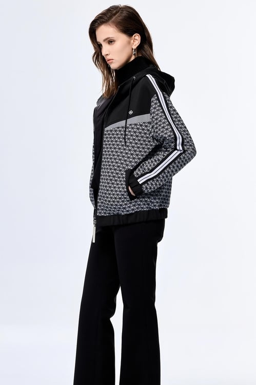 Black and White Logo Print Jacket,Hoodie jackets