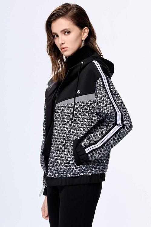 Black and White Logo Print Jacket,Hoodie jackets