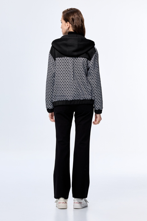 Black and White Logo Print Jacket,Hoodie jackets