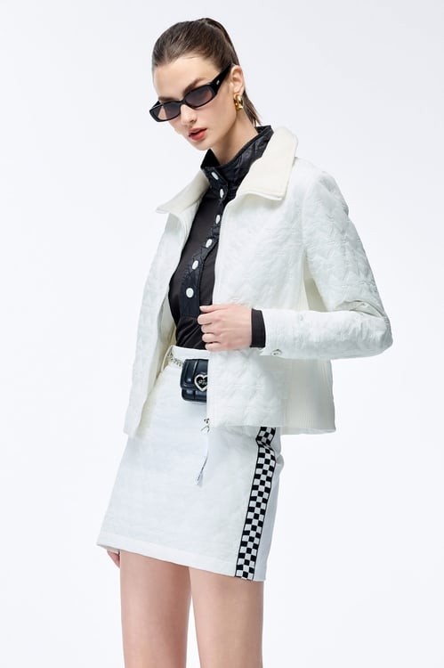 Optical White Quilted Insulated Jacket,White outerwear