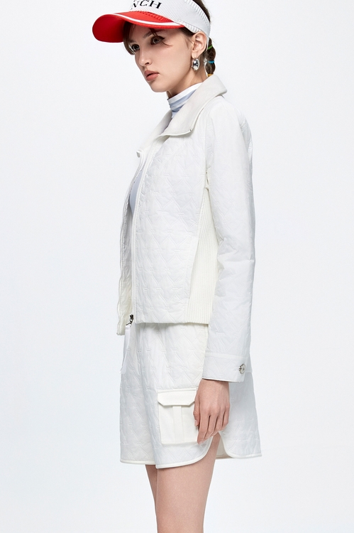Optical White Quilted Insulated Jacket,White outerwear