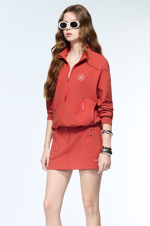 Front Zip Red Jacket,,Front Zip Red Jacket,Outerwear,Stripe,Season (AW) Look