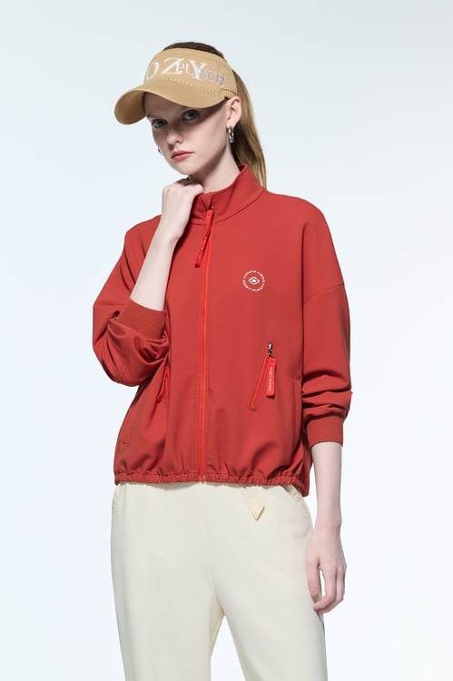 Front Zip Red Jacket,,Front Zip Red Jacket,Outerwear,Stripe,Season (AW) Look