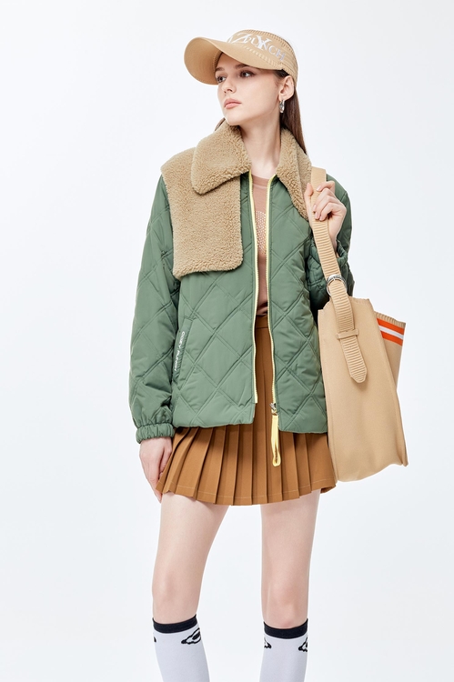 Wild green quilted warm jacket,longcoats
