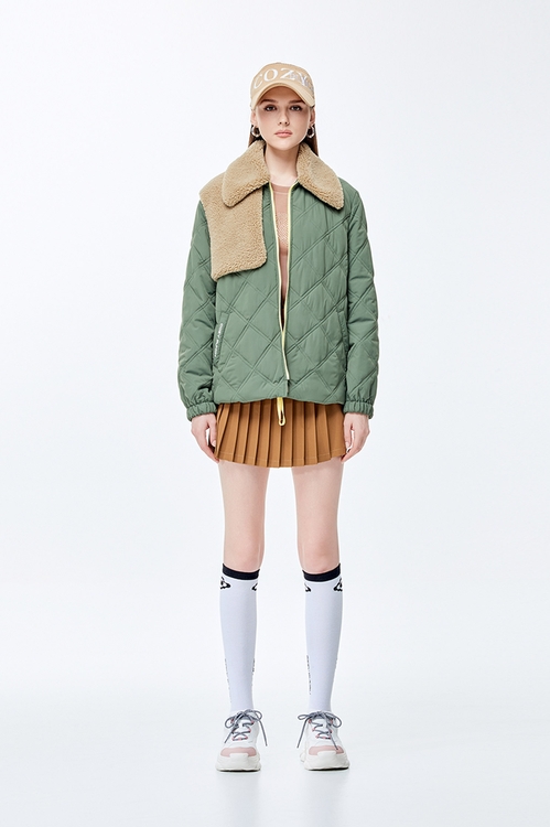 Wild green quilted warm jacket,longcoats