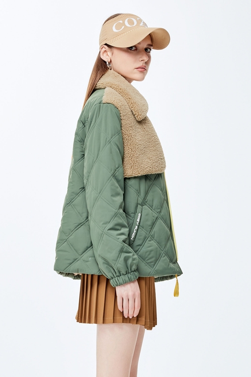 Wild green quilted warm jacket,longcoats