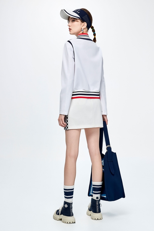 Diamond pattern casual skirt,White skirts