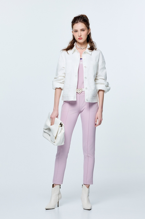 Makeup Pink Casual Fitted Pants,Skinny pants,Skinny pants