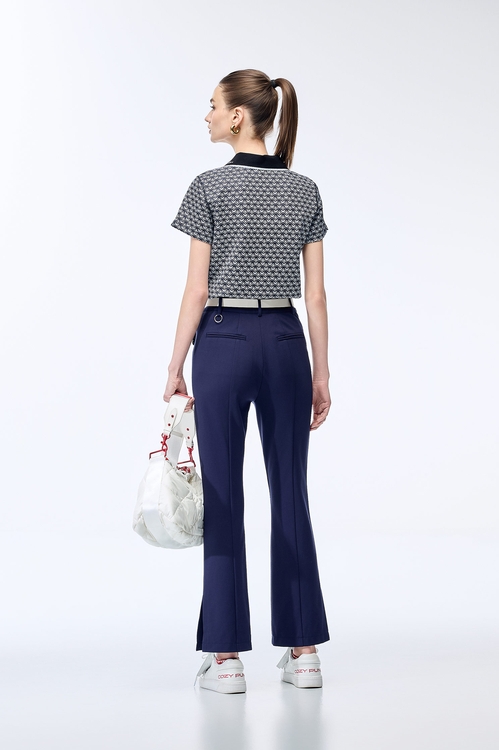 Straight Pants with Trimmed Pocket Edges,Casual