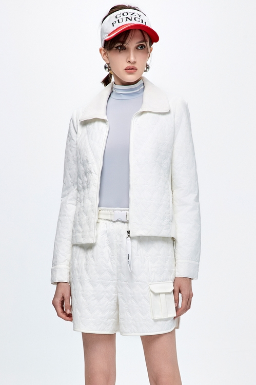 Optical White Quilted Insulated Skirt,White pants,White pants